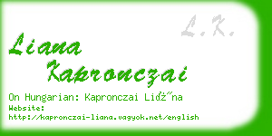 liana kapronczai business card